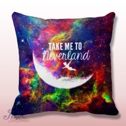 Peter Pan Take Me To Neverland Quote Throw Pillow Cover