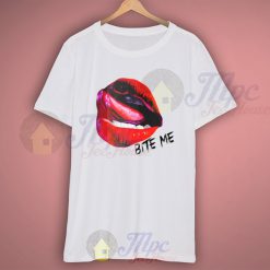 Sexy Lips Bite Me Quote T Shirt