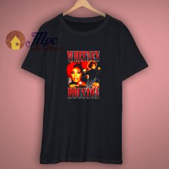 Whitney Houston Official 90s Red Retro Homage T Shirt