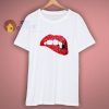 Womens Sequined Sparkely Glittery Lip Print T Shirt