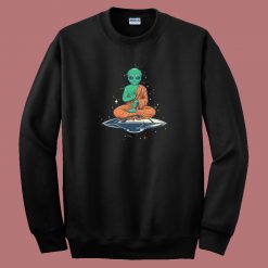 Alien Buddha Funny 80s Sweatshirt