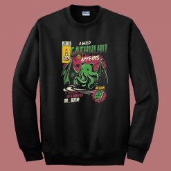 A Wild Cathulhu Appears Funny 80s Sweatshirt