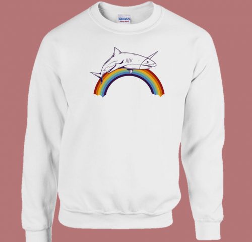 Shark Rainbow Graphic 80s Sweatshirt