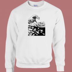 Wave Of Sharks Graphic 80s Sweatshirt