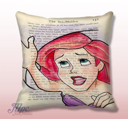 Disney Ariel Little Mermaid Newspaper Throw Pillow Cover