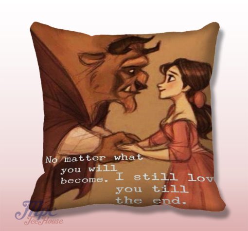 Beauty and The Beast Love Quote Throw Pillow Cover