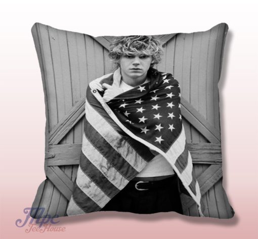 Evan Peters American Horror America Flag Throw Pillow Cover