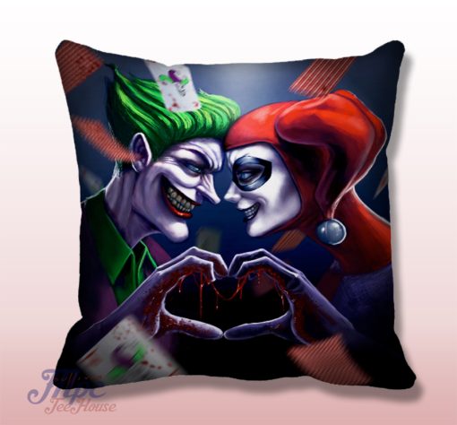 Joker and Harley Quinn Love Throw Pillow Cover
