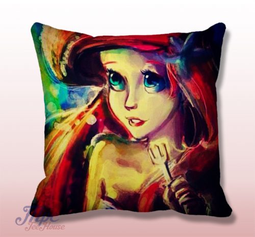 Ariel Little Mermaid Paint Throw Pillow Cover
