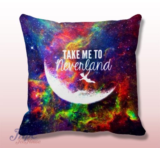 Peter Pan Take Me To Neverland Quote Throw Pillow Cover