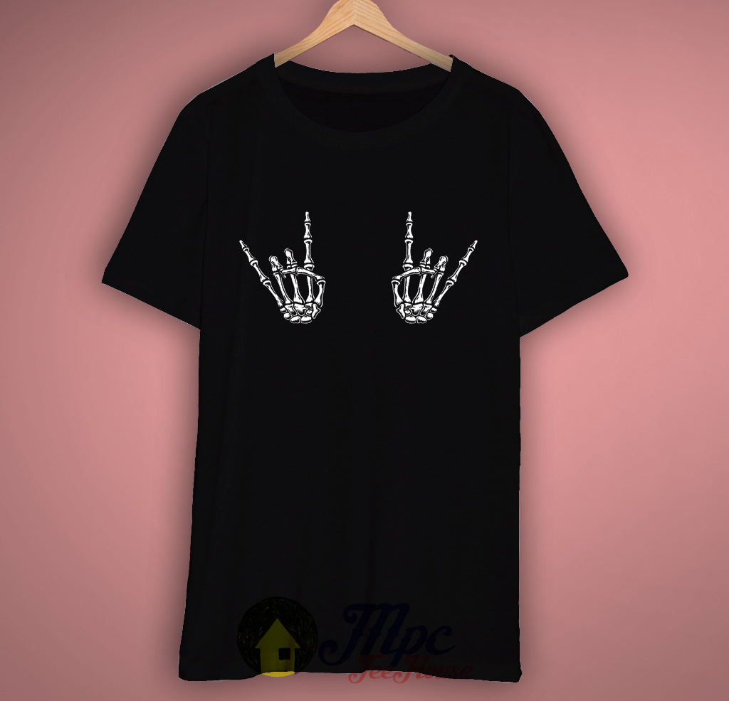 Skeleton Hand Rock T Shirt – Mpcteehouse: 80s Tees