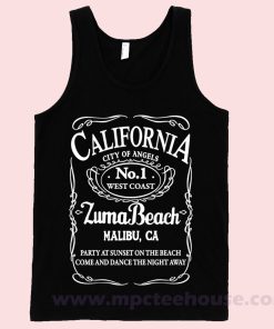 California Malibu Zuma Beach Black Tank Top