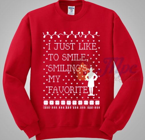 Elf Quote Just Like Smiling Ugly Sweater