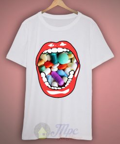 Mouth Lips O Pills Grunge T Shirt