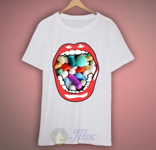 Mouth Lips O Pills Grunge T Shirt