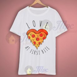 Love Pizza At First Bite Halloween T Shirt