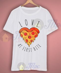 Love Pizza At First Bite Halloween T Shirt