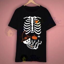 Pregnant Skeleton Pumpkin Halloween T Shirt