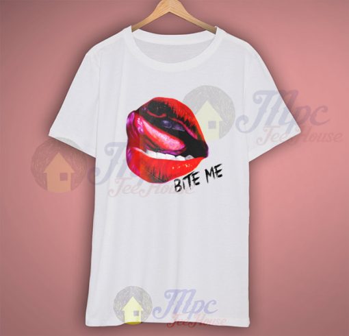 Sexy Lips Bite Me Quote T Shirt