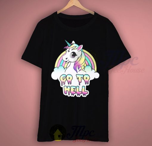 Unicorn Go To Hell Black T Shirt
