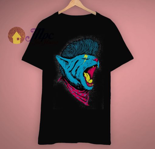 Street Punk Rock Music Mohawk Cat Face T Shirt