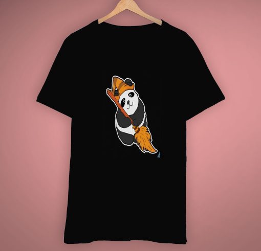 Funny Art Panda Witch Halloween T Shirt