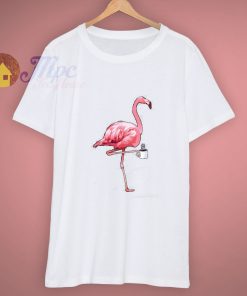 Morning Funny Flamingo Coffee Print T Shirt