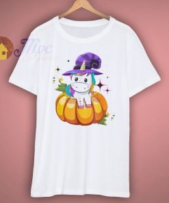 Funny Unicorn Witch Pumpkin Halloween T Shirt