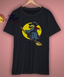 Funny Witch Riding Broom Spooky Halloween T Shirt