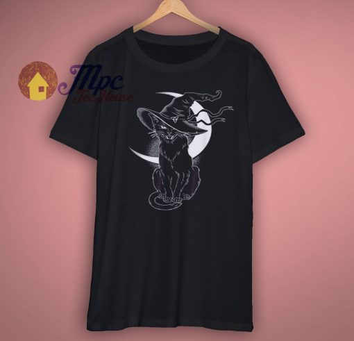 Vintage Scary Halloween Black Cat Costume Witch T Shirt