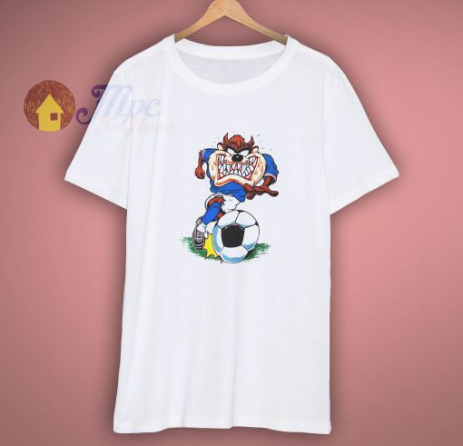 Vintage 90s Tazmania Football Tshirt Size Large Looney Tunes Warner Bros
