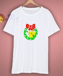 Christmas Pikachu with Wreath T shirt
