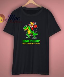 Dino Trump Make X Mas Great Again Black T Shirt
