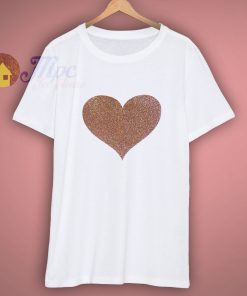Girls Glitter Love Heart White or Black T Shirt