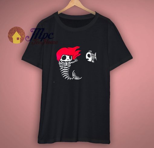 Mermaid Skeleton Black T Shirt