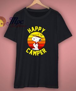 Happy Camper Funny Snoopy Camping Black T Shirt