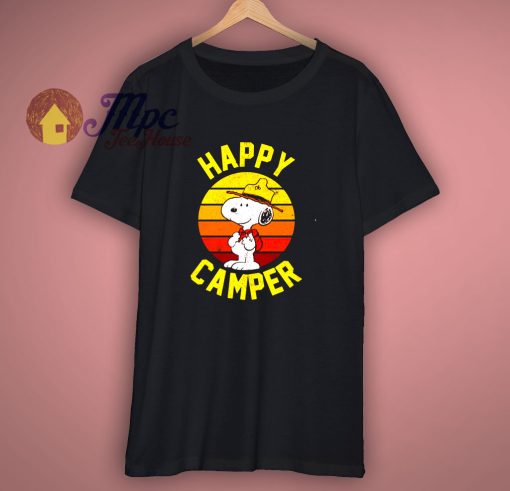 Happy Camper Funny Snoopy Camping Black T Shirt