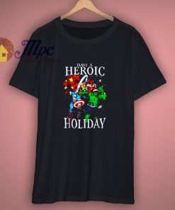 Marvel Avengers Heroic Holiday Christmas Group Shot T Shirt