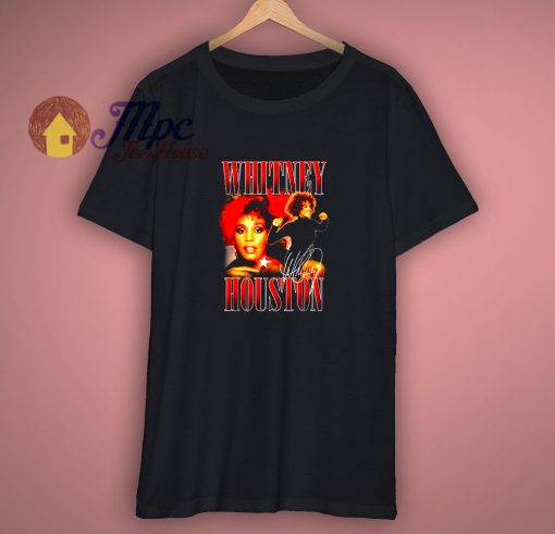 Whitney Houston Official 90s Red Retro Homage T Shirt