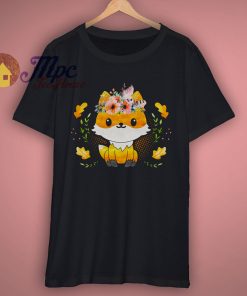Cute Watercolor Fox with Floral T Shirt