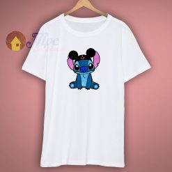 Stitch Mickey Hat Glitter T Shirt