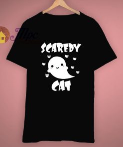 Cute Ghost Cartoon Scaredy Cat T Shirt