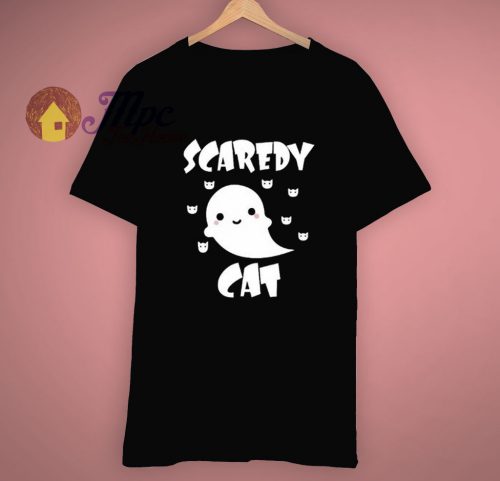 Cute Ghost Cartoon Scaredy Cat T Shirt