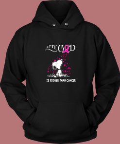 Breast Cancer Awareness My God Is Bigger Than Cancer Snoopy Vintage Hoodie