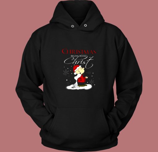 Christmas Begins With Christ Snoopy And Charlie Vintage Hoodie