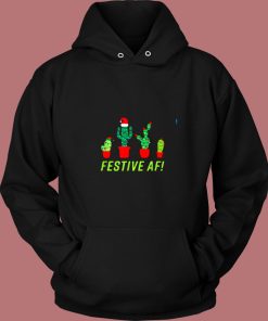 Festive Af Funny Christmas Cactus Fam With 4 Cacti Vintage Hoodie