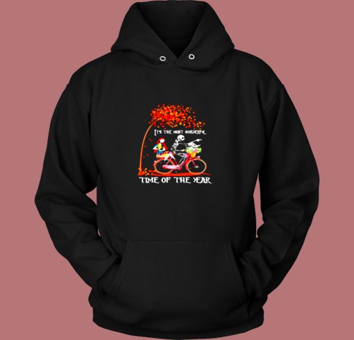 Jack Skellington Sally And Zero Its The Most Wonderful Time Of The Year Halloween Vintage Hoodie