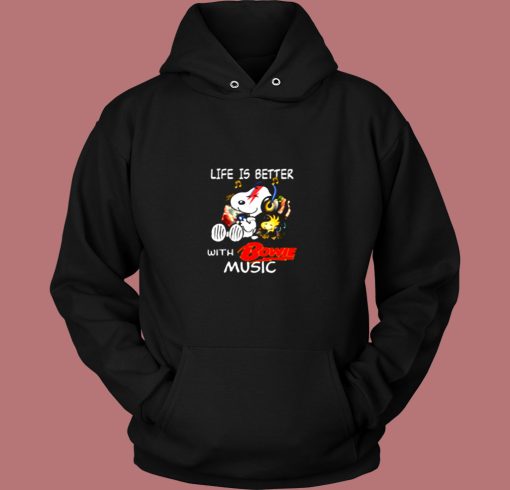Life Is Better With Bowie Music Relaxing Woodstock And Snoop Vintage Hoodie