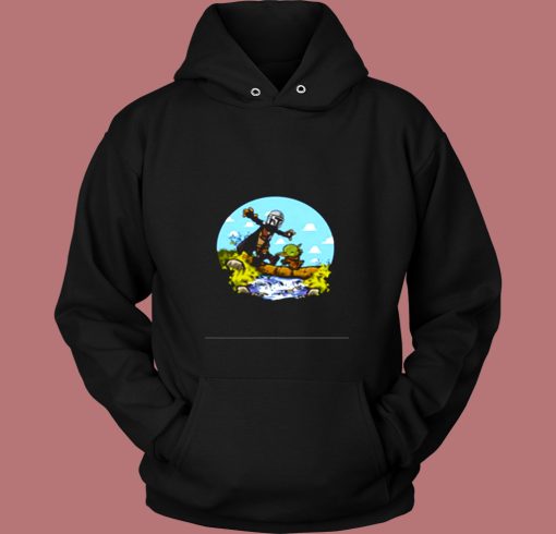 Stormtrooper And Baby Yoda Walking On The River Vintage Hoodie