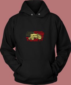 Tractor American Flag Farming Vehicles Cars Vintage Hoodie